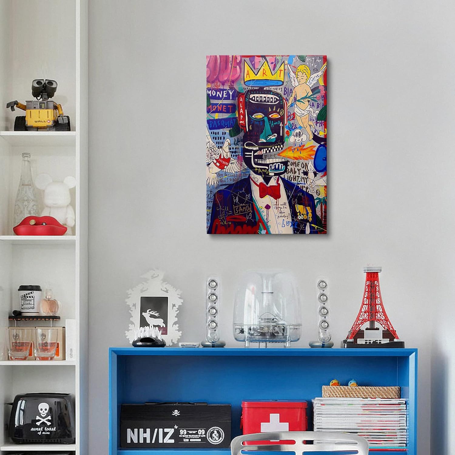 Tufiqu Framed Banksy Funky Graffiti Canvas Wall Art - Cool Teen Boys Game Room Colorful Painting Wall Decor Prints For Bedroom,living Room Home Office Artwork Ready To Hang (16''x24'')