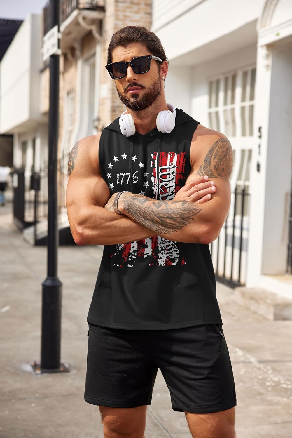 COOFANDY Men's Workout Hooded Tank Tops Bodybuilding Muscle Cut Off T Shirt Sleeveless Gym Hoodies - Image 3