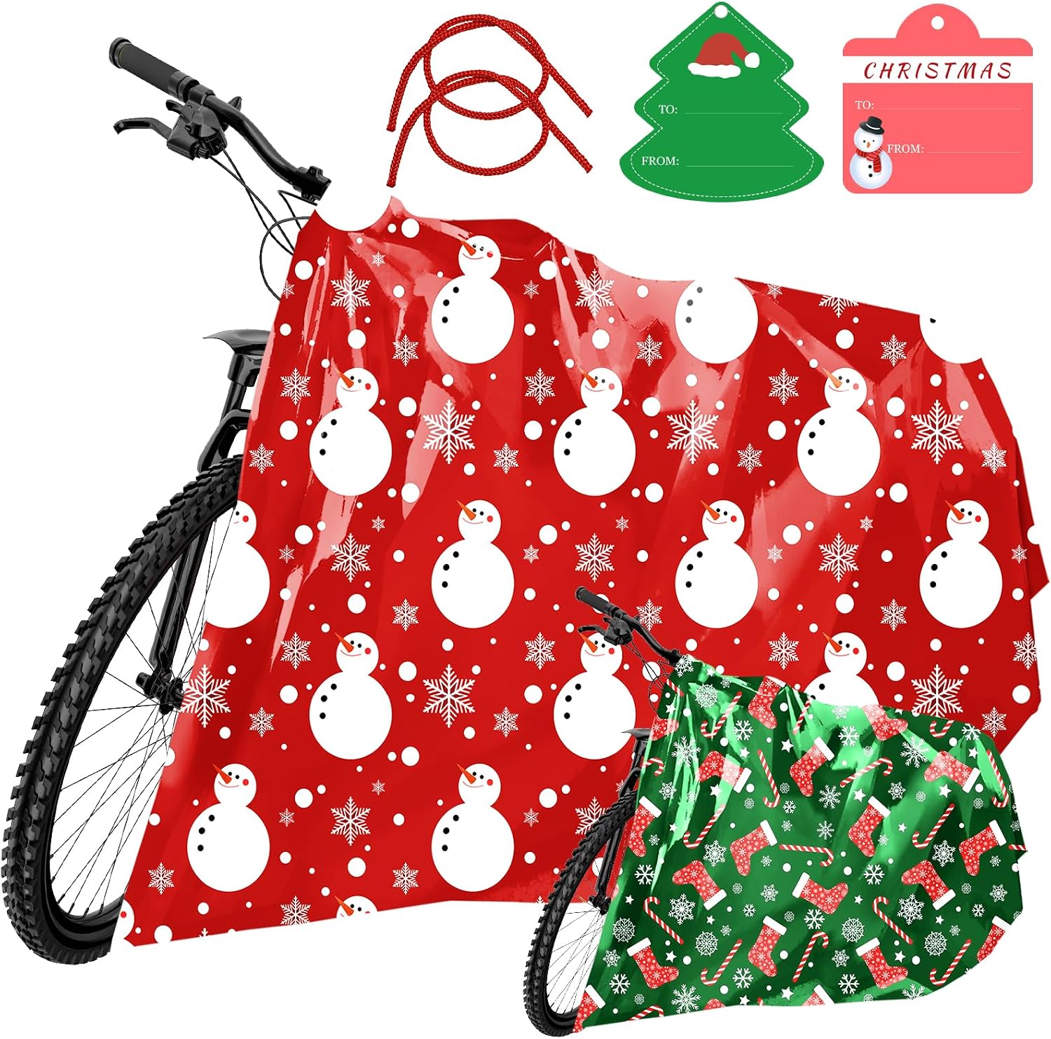 TranquilBliss Jumbo Bike Gift Bags for Christmas, 2-Pack, 60 x 72 in