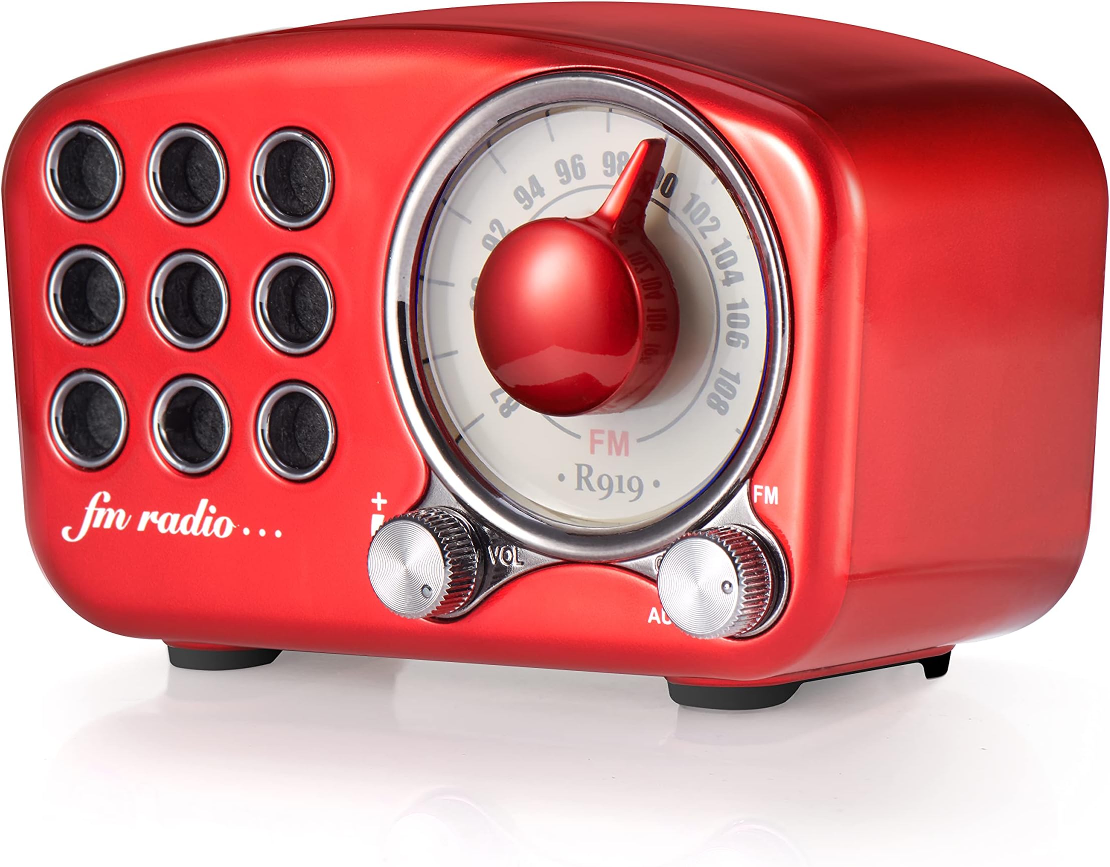 Retro Bluetooth Speaker, Vintage Radio-Greadio FM Radio with Old Fashioned Classic Style, Strong Bass Enhancement, Loud Volume, Bluetooth 4.2 Wireless Connection, TF Card and MP3 Player (RED)