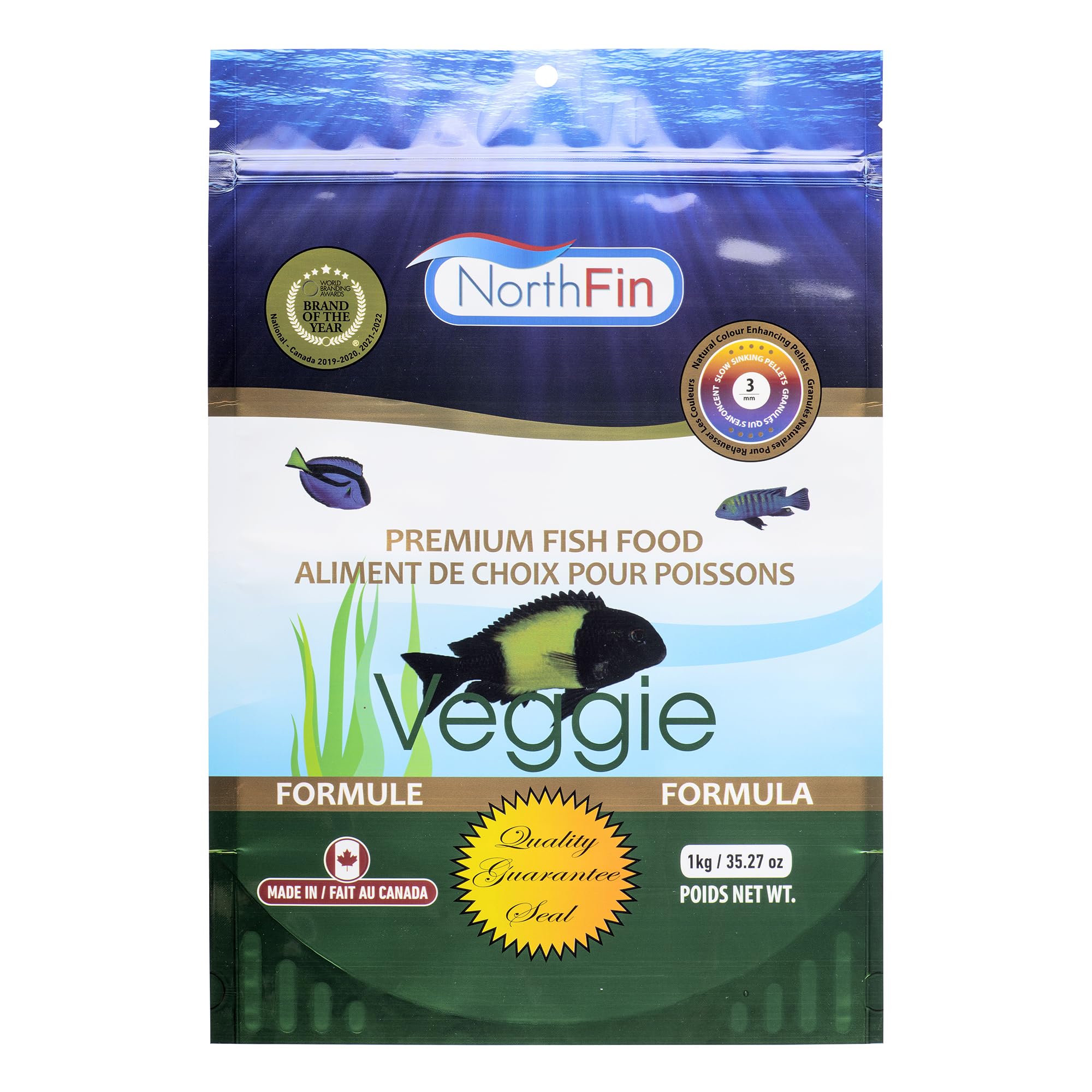 Veggie Fish Food Formula – Slow Sinking Pellets for Herbivorous Fish (3mm, 1kg) | Premium Organic Kelp-Based Diet with Spirulina & Astaxanthin for Enhanced Color & Digestive Health