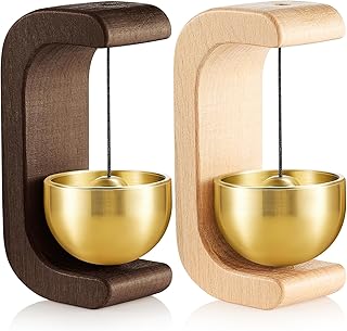 Zonon 2 Pcs Magnetic Wooden Wind Chime Doorbell Decoration Shopkeepers Bell for Door Opening C Shape for Housewarming Gift Refrigerator Room Garden Restaurant (Black Walnut,Nature Beech)