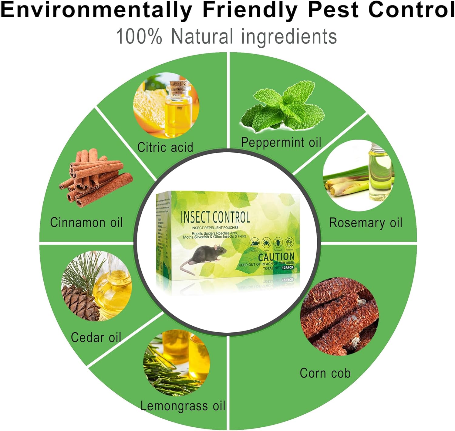 Mouse Repellent Pouches 12 Pack with Peppermint Oil,Mice Deterrent for Indoor Outdoor,Natural Rodent Repellent Get Rid of Rats, Mice, Squirrels - Safe for Pets and Family Rat Repellents for House, Car - Image 2