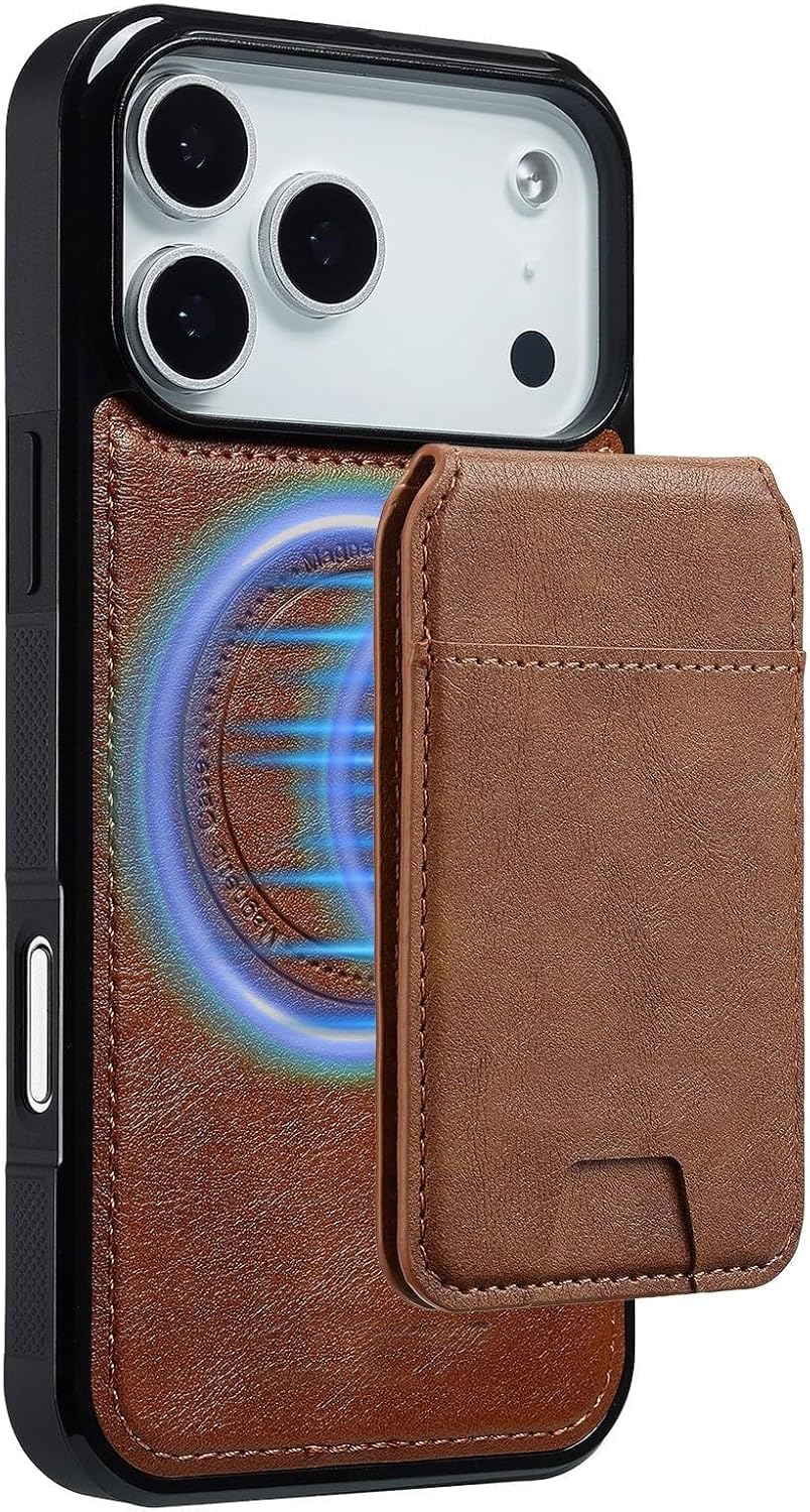 Detachable Magnetic Leather Wallet Case for iPhone 17/17 Air/17 Pro/17 Pro Max, RFID Protection Cover with Stand Function(Brown,17 Pro Max)
