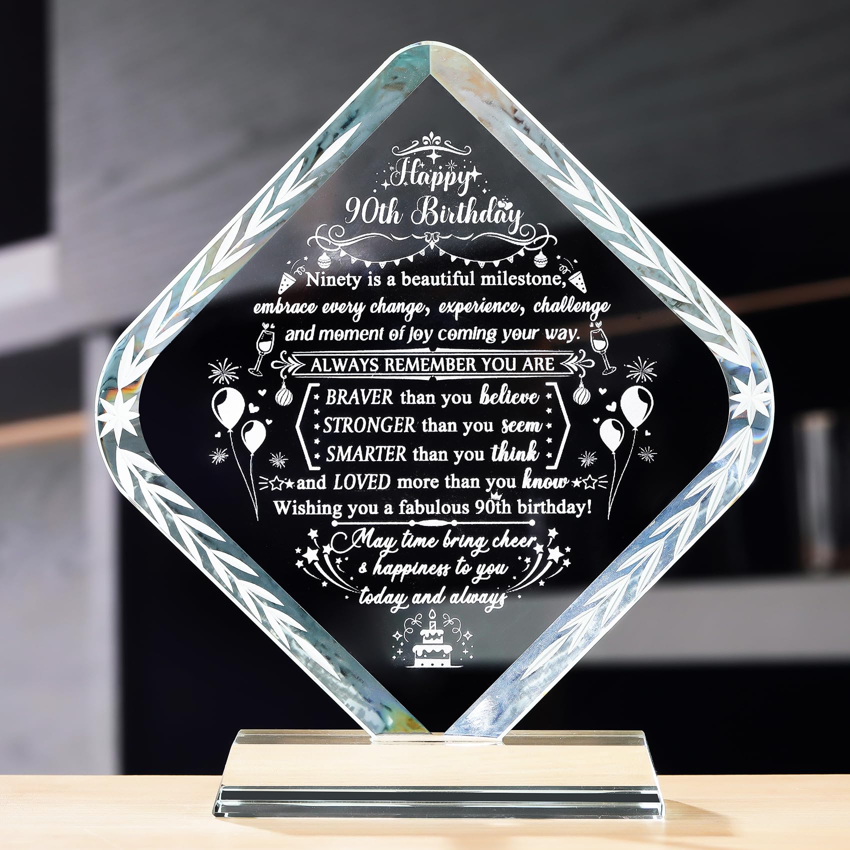 Movdyka Crystal Happy 90th Birthday Gifts for Women Men Parents Ornaments