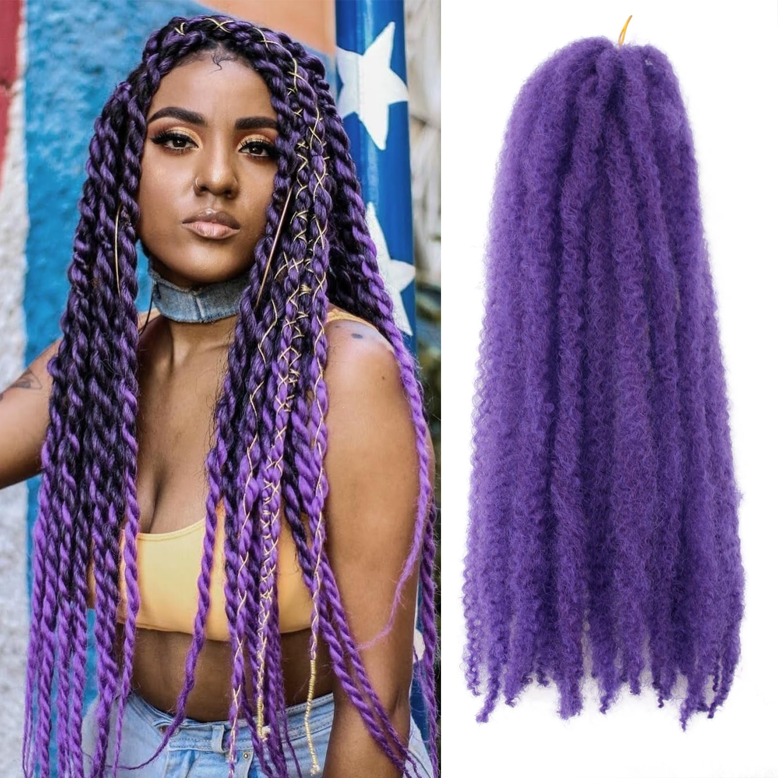 Photo 1 of BYKSVIOC 8 Packs Marley Twist Braiding Hair - 18 Inch, Purple