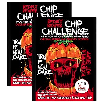تحدي Red Hot Reaper 2pack Hottest Chip Halloween Carolina Reaper Spicy Challenge - Stupidly Spicy Hot Chip