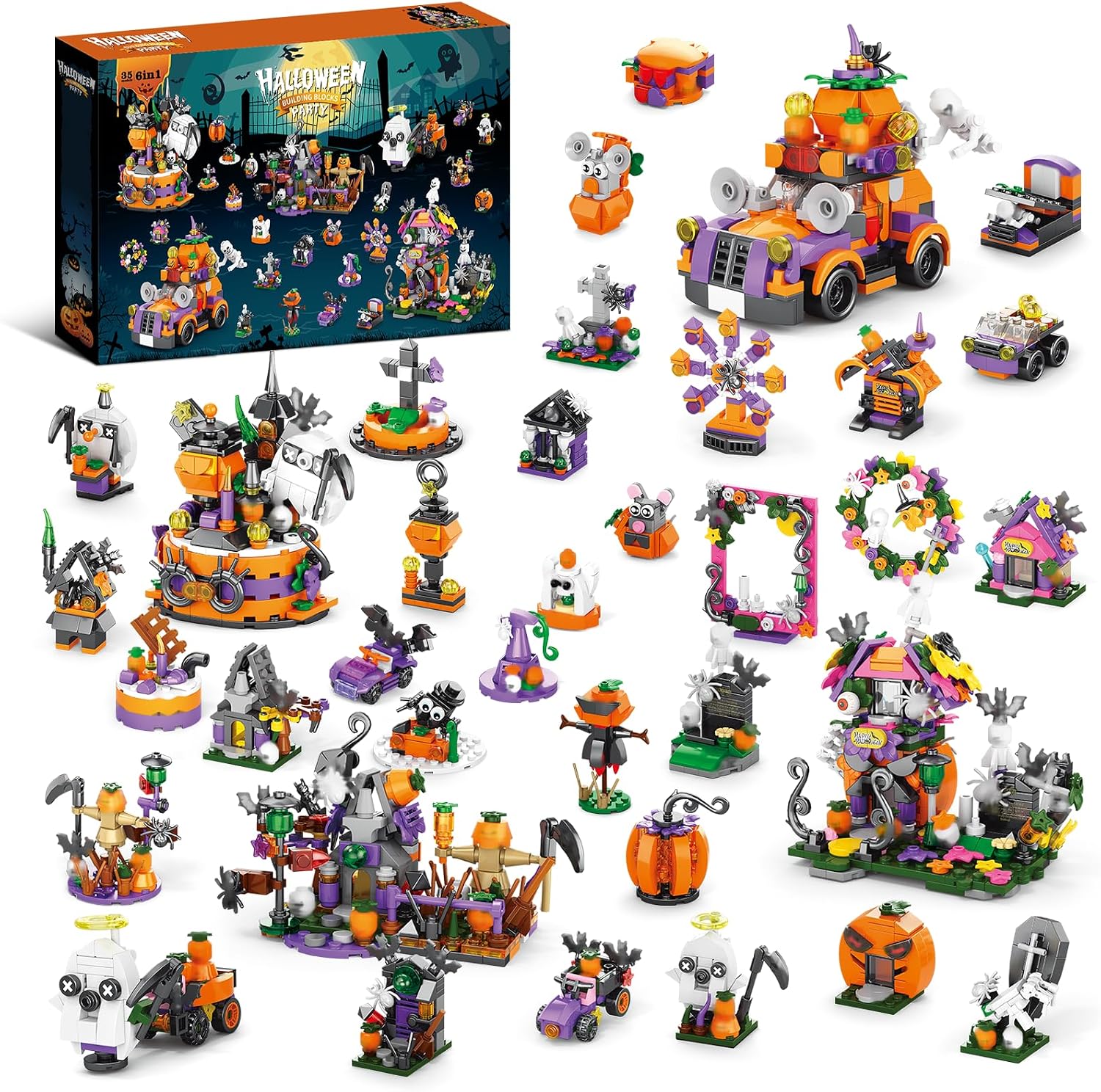 Nueris 2026 Halloween Advent Calendar kits – 31-Day Spooky Building Blocks Countdown Calendar Sets – Build Your Haunted House with Ghosts, Bats & Pumpkins! Fun Construction Toy Gift for Ages 8+(1328PCS)