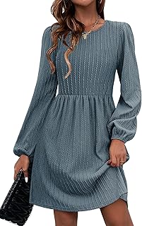 Women's Casual Knit Sweater Dress with Pockets Crew Neck Long Sleeve A-Line Dresses for Women 2024 Fall Dresses - Buy now