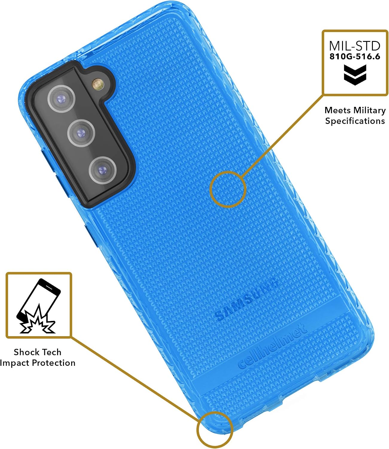 cellhelmet Altitude X Series Phone Case for Samsung Galaxy S21| As Seen on Shark Tank | in Retail Package Blue