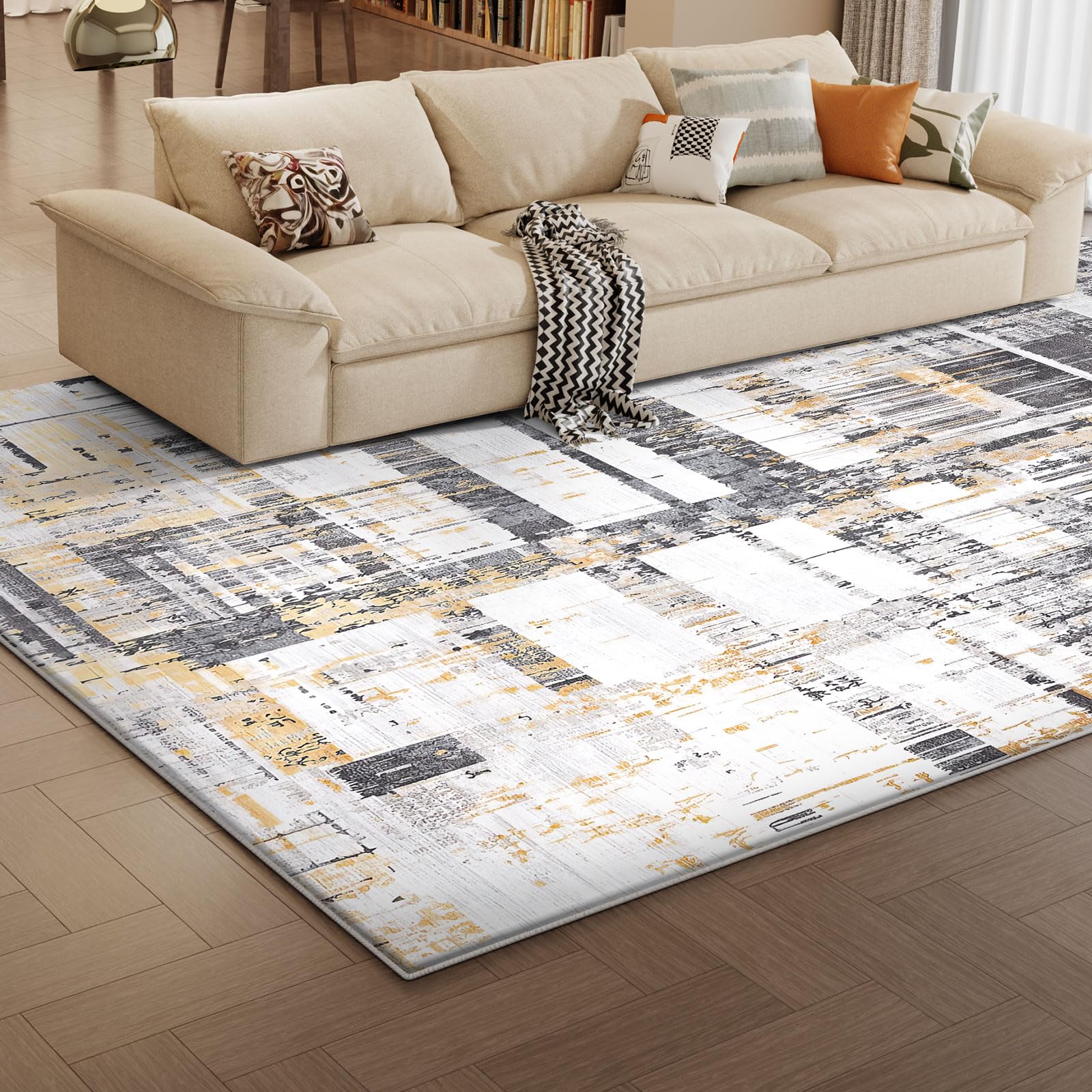 Vamcheer Tappeto Salotto Astratto Moderno - Tappeti Moderni Soggiorno a Pelo Corto Antiscivolo,Tappeto Camera da Letto, Tappeti per Grandi Dimensioni,Spugna Addensata Super Morbido,200X300