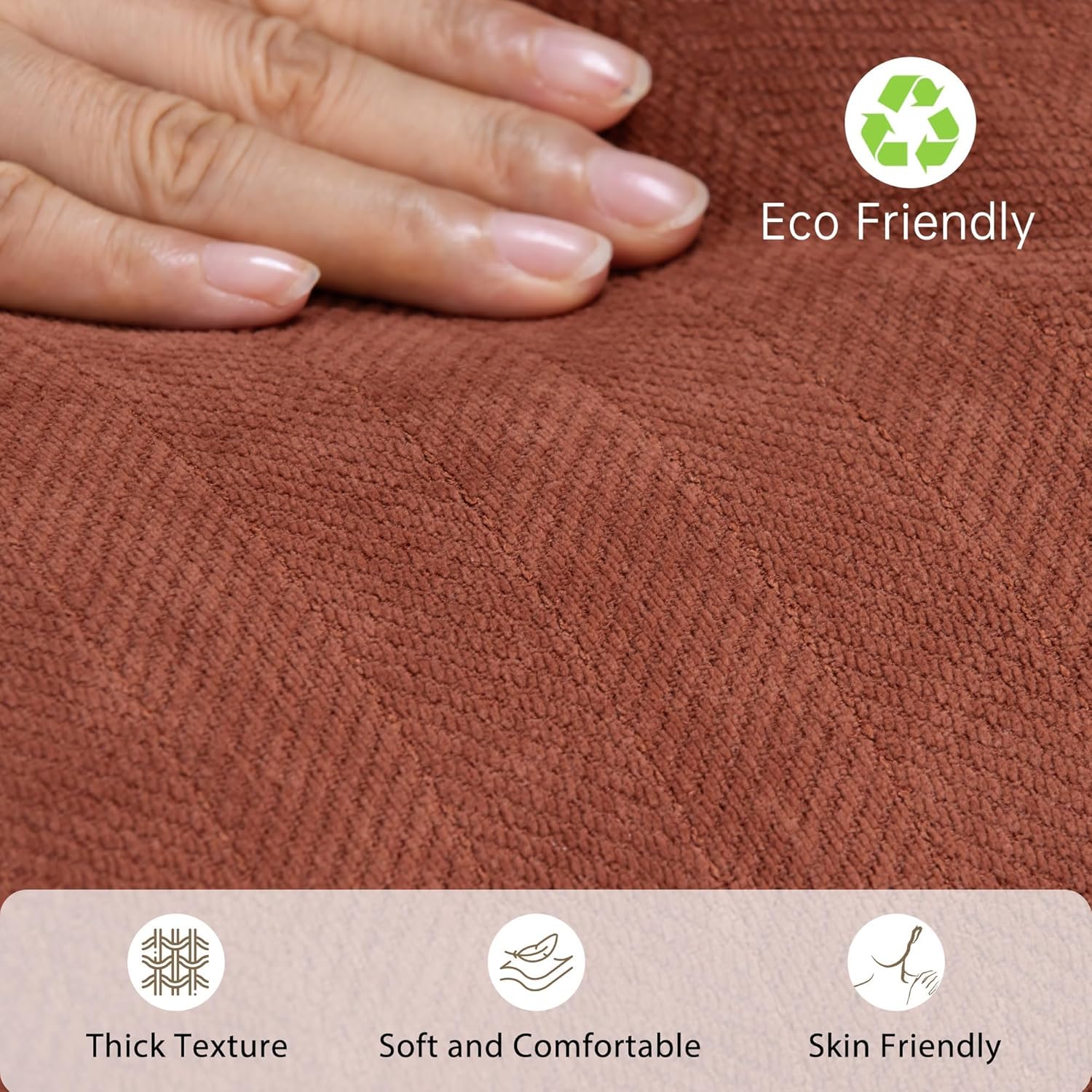 ZWJD Rust Throw Pillow Covers 18x18 Set of 2 Chenille Fall Pillow Covers with Elegant Design Soft and Luxurious Decorative Throw Pillows for Couch, Bed, and Home Decor - Image 6