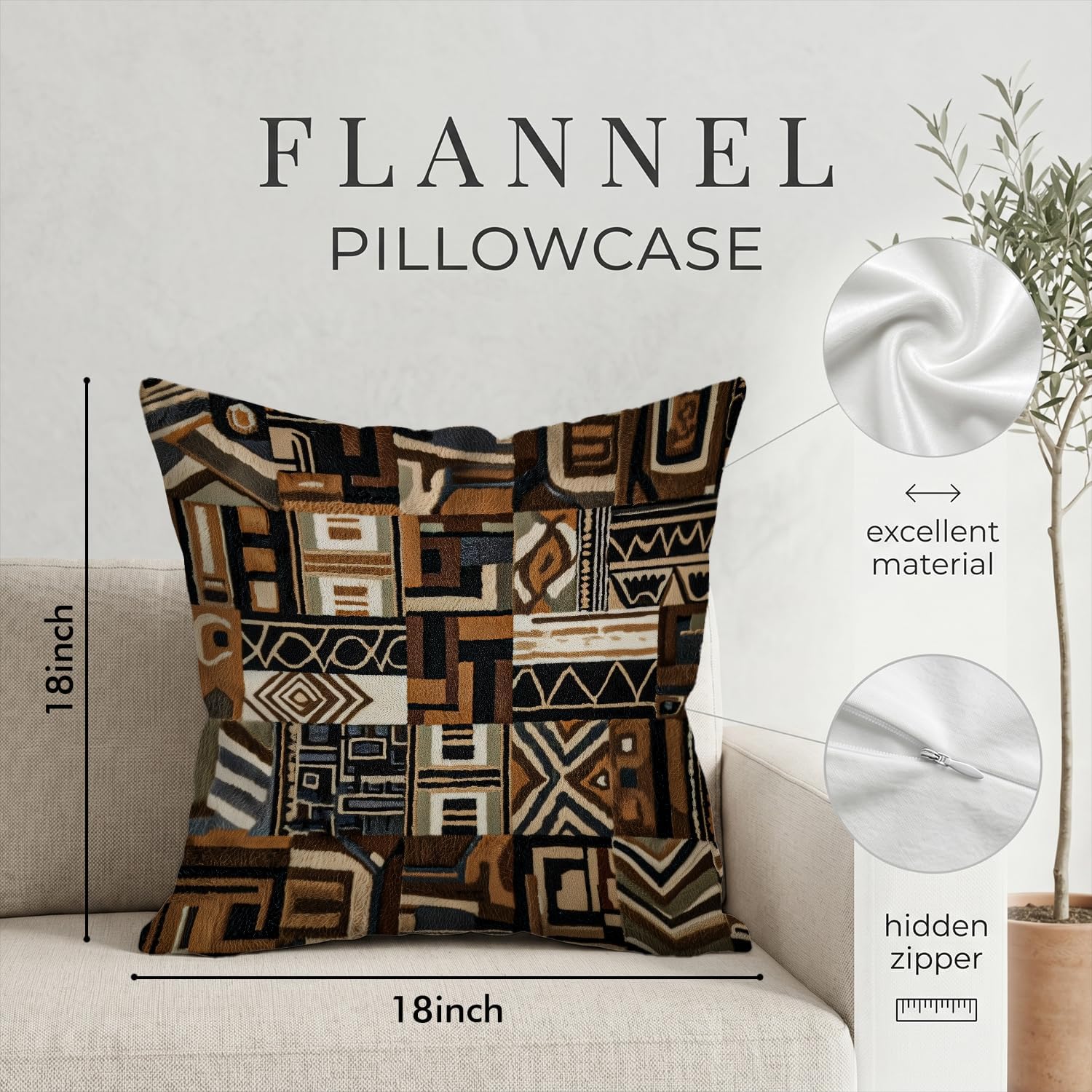 Floral Pillow Cover, Spring Summer Floral Double Sided Printed Throw Pillow Covers Home Decor, Pillowcase Cushion Cover for Bedroom Sofa Farmhouse Living Room, 18x18Inch (Brown-3) image 2