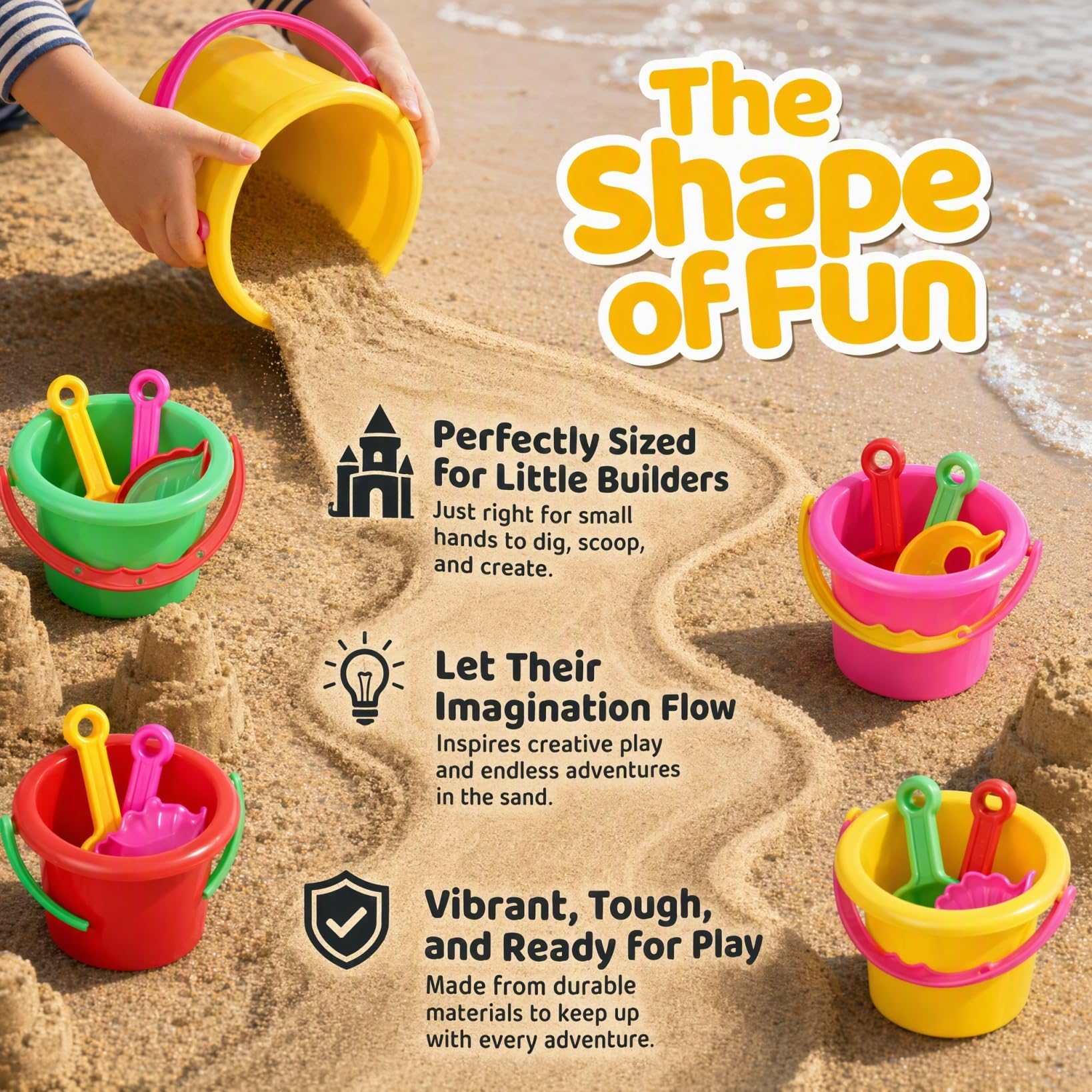 BESPORTBLE Lot de 40 mini seaux de sable de plage pour garçons pour s'amuser à la plage et au jardin
