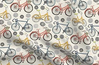 Spoonflower Fabric - Cycling Gears Race Bike Bicycle Sport Printed on Petal Signature Cotton Fabric Fat Quarter - Sewing Quilting Apparel Crafts Decor