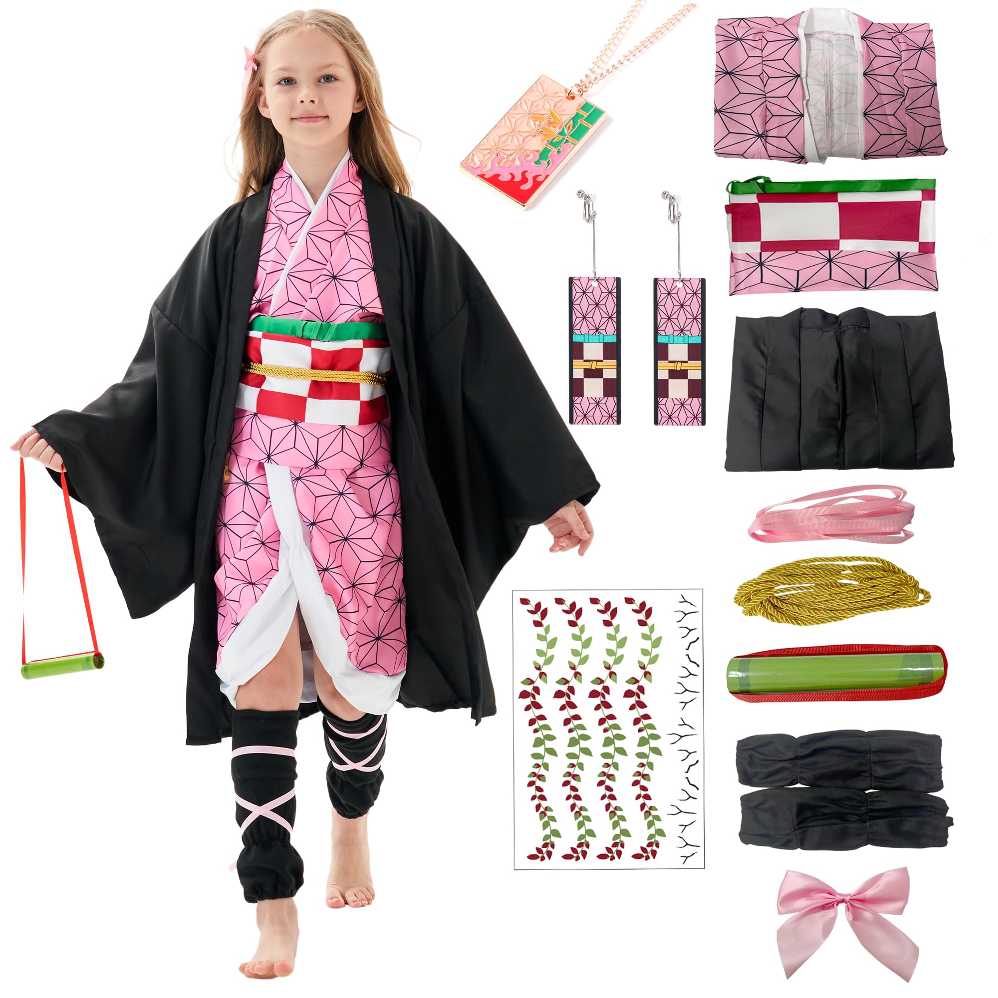 JIZAZIHU Kids Kimono Costume Cosplay Outfits Set Cloak Halloween Uniform Jackets Cape Costume for kids Adult