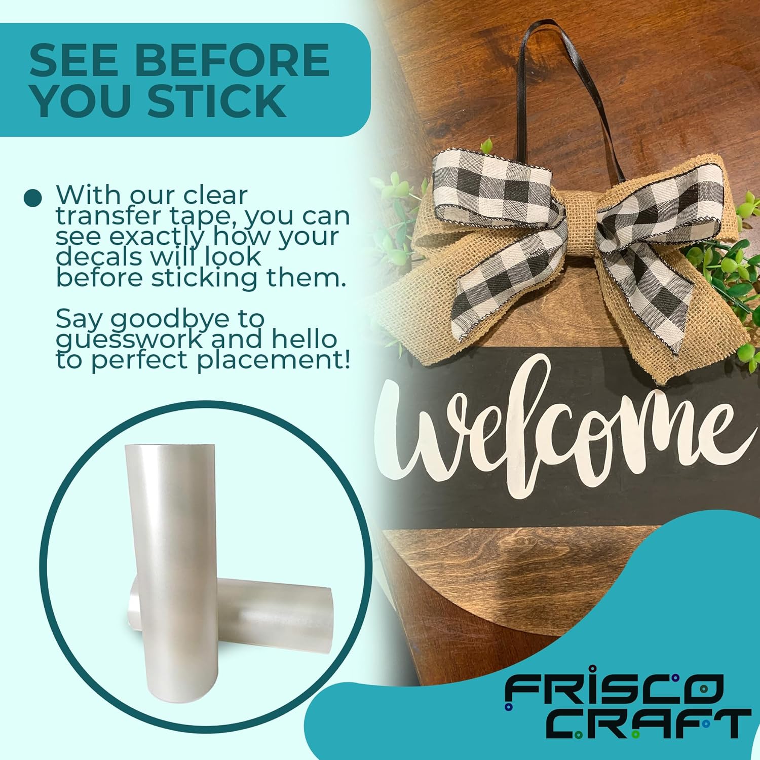 Frisco Craft C-370 Clear Transfer Tape for Vinyl 12" x 100 Feet Clear Lay Flat | Application Tape Perfect for Self Adhesive for Signs Stickers Decals - Compatible with Cricut Vinyl Cutters - Image 6