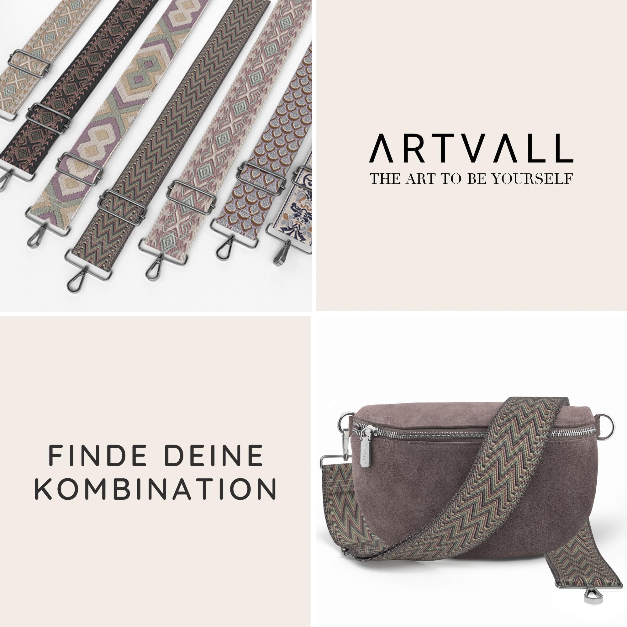 Umhängetasche Wildleder Tasche Handtasche Velours Bauchtasche Klein mit Schultergurt Design Taschenband abnehmbar verstellbares Riemen Crossbody Bag Echt Ledertasche Damen mit Reißverschluss
