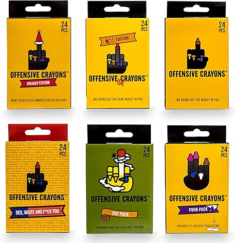 Milktoast Brands Paquete de crayones ofensivos para adultos, juegos de regalo de broma (juego de 6 piezas)