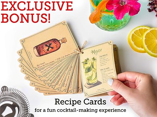 Miniatura 4 de Kit de camarero con botella Boston Shaker de acero inoxidable  Juego de coctelera de 11 piezas con diseño pesado, accesorios de barra de primera