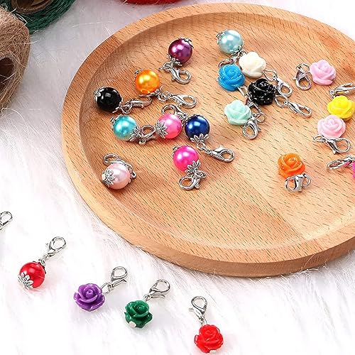 Miniatura 8 de DoreenBeads Marcadores de puntada para tejer ganchillo, 12 piezas de flores de rosas extraíbles con cierre de bloqueo para tejer, accesorios de