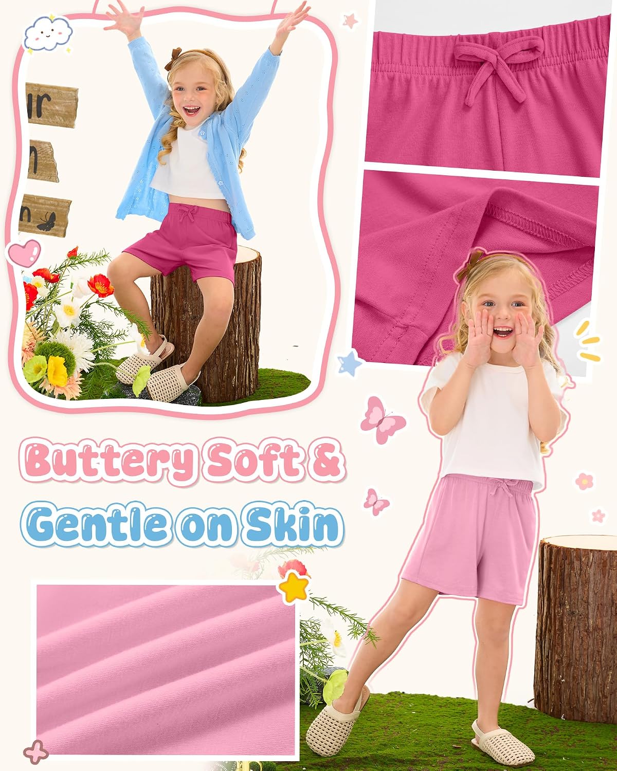 Halfchet 4 Pack Toddler Girls Shorts Athletic Dance Bottoms Soft Pull on Summer Baby Clothes Size 18m-5t