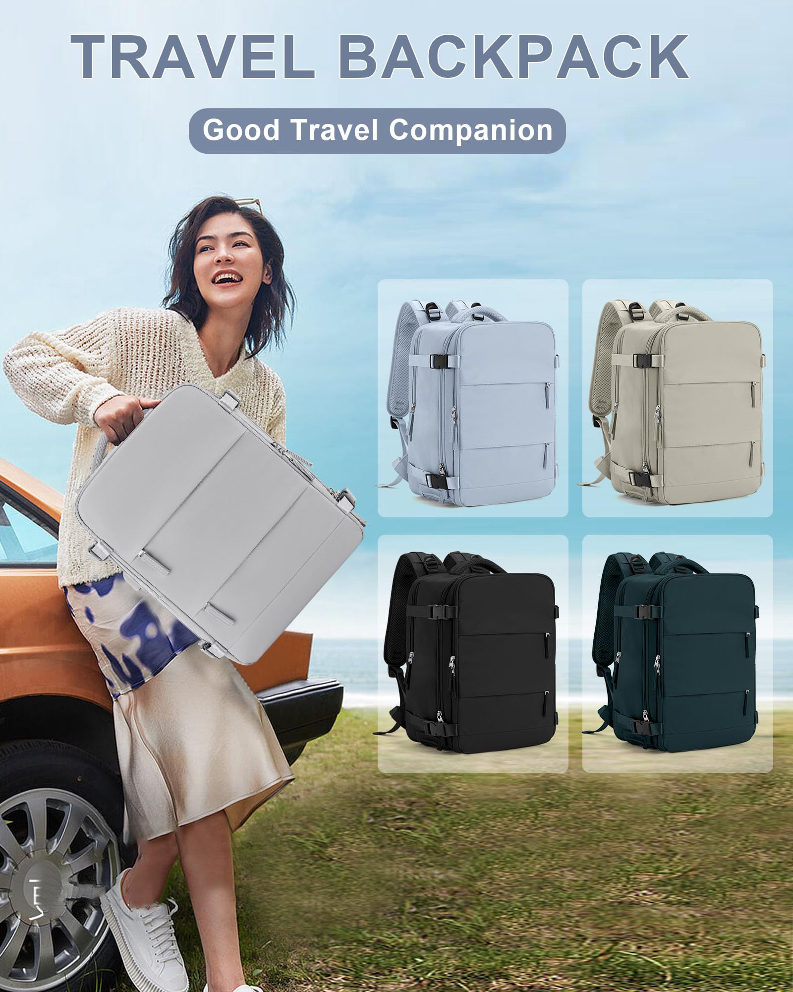 BJLFS Borse da Cabina per Ryanair 40x20x25 Bagaglio a Mano Zaino Borsa Zaino da Viaggio, Zaino da trekking,Zaino Easyjet 45x36x20,Zaino Casual per laptop da 14 pollici per scuola