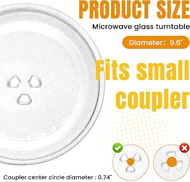 Small 9.6'' / 24.5cm Microwave Glass Plate Replacement, Small Microwave Glass Turntable Plate for Small Microwaves - BY AMI PARTS