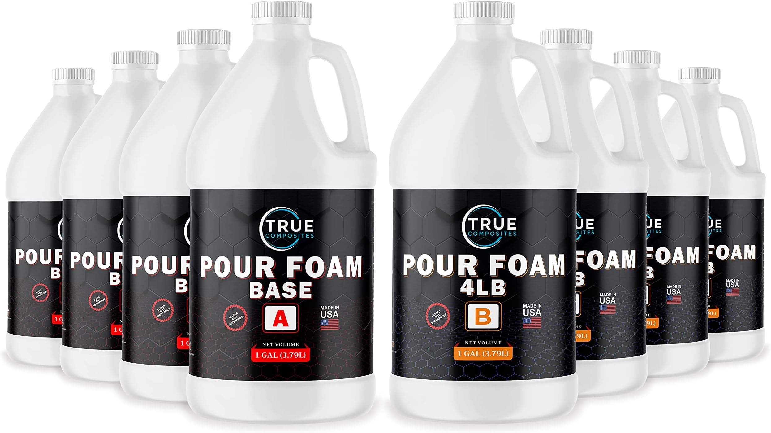 Liquid Urethane Pour Foam Base-2 Part Closed Cell Rigid Pour Foam-4 lb Density-Fast-Acting Formula-Boat Buoyancy, Flotation, Filling, Soundproofing & Insulation-8 Gallon Kit