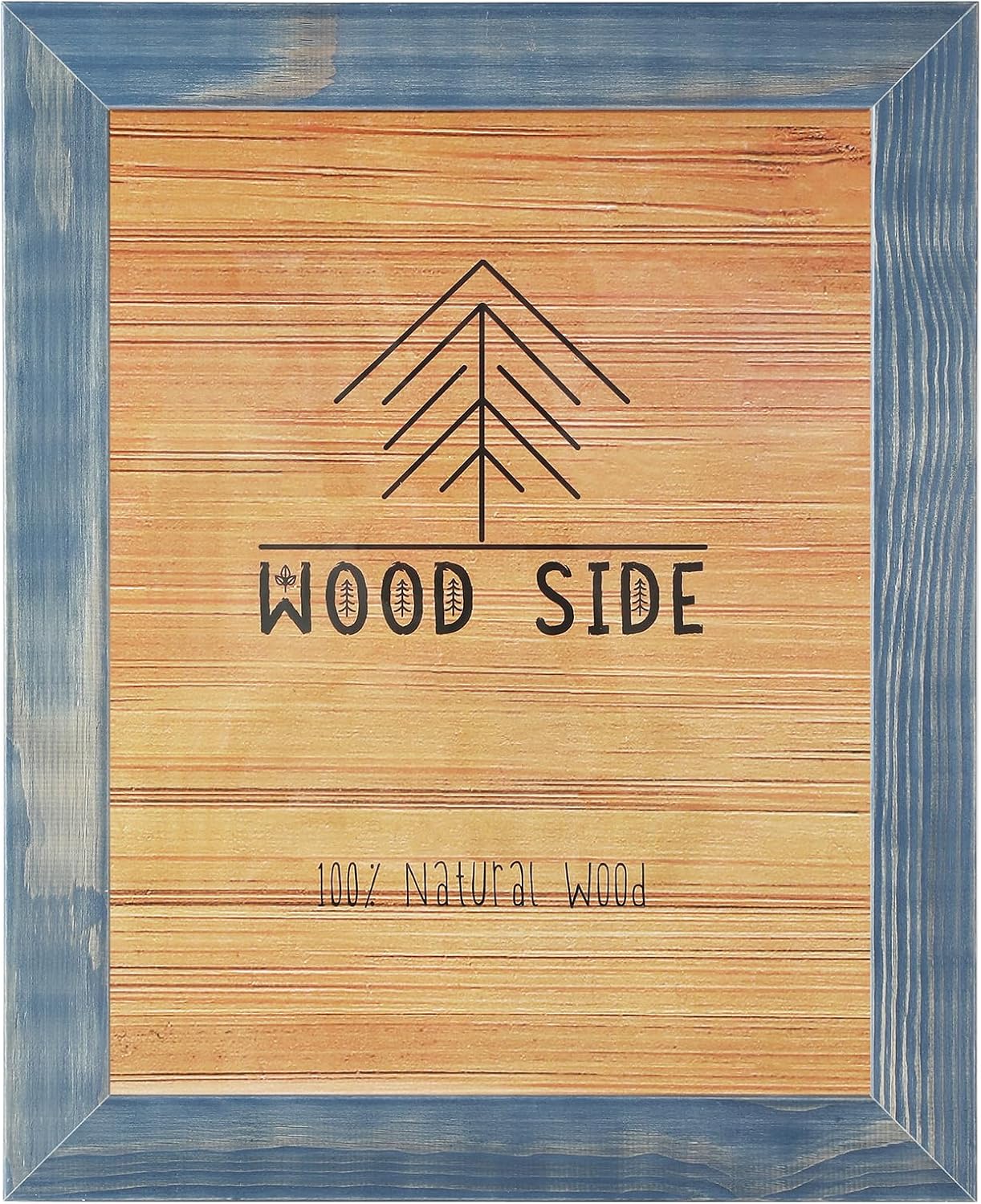 Woodside Rustic Wooden Picture Frame 11x14 - Natural Solid Eco Distressed Wood for Wall Mounting Photo Frame - Navy Blue