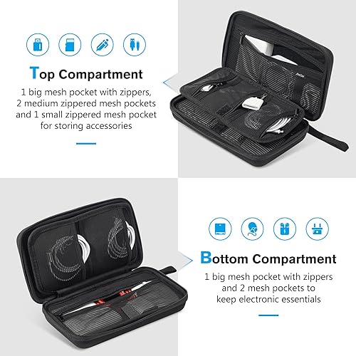 Miniatura 4 de ProCase - Bolsa organizadora de viaje grande para MacBook, adaptador de corriente, cables, organizador de tecnología, disco duro, unidad flash USB