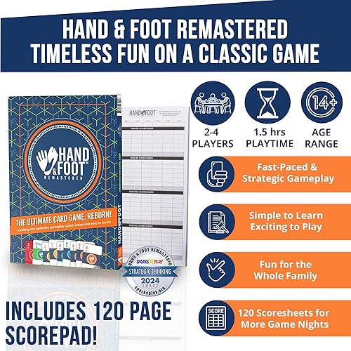 Miniatura 2 de Hand & Foot Remastered Edición para 4 jugadores: juego de cartas para adultos y familias