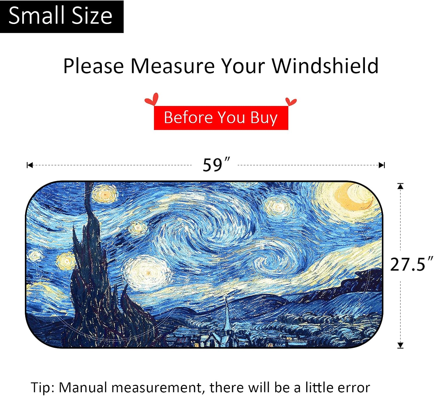 Insoria Windshield Sunshade Block UV Rays Foldable Sun Shield Keeps Your Car Cool Easy to Use Car Accessories Fits Most Car Windshields Starry Sky 59" x 27.5"