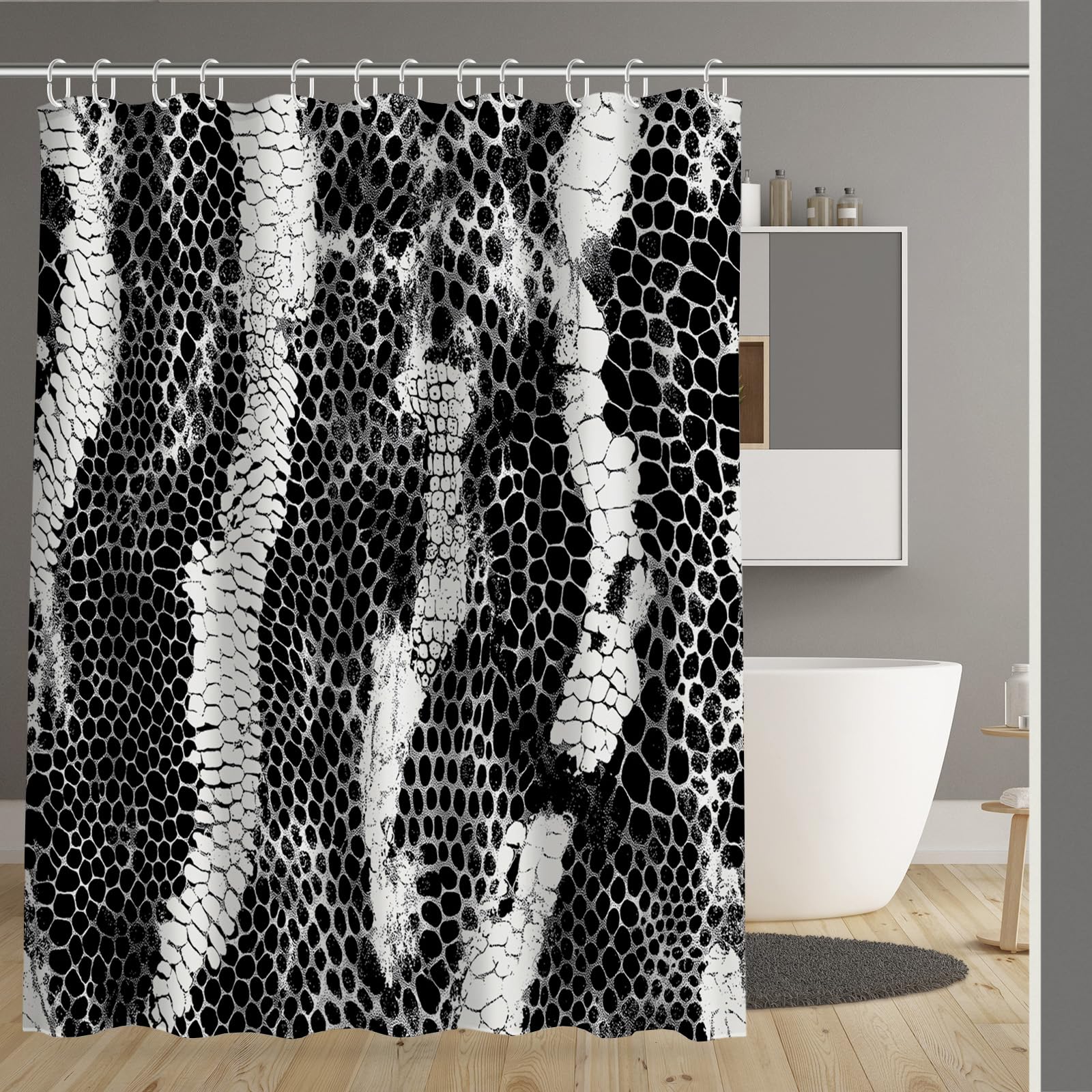 Rideau de douche anti-adhérence avec 12 crochets et ourlet lesté