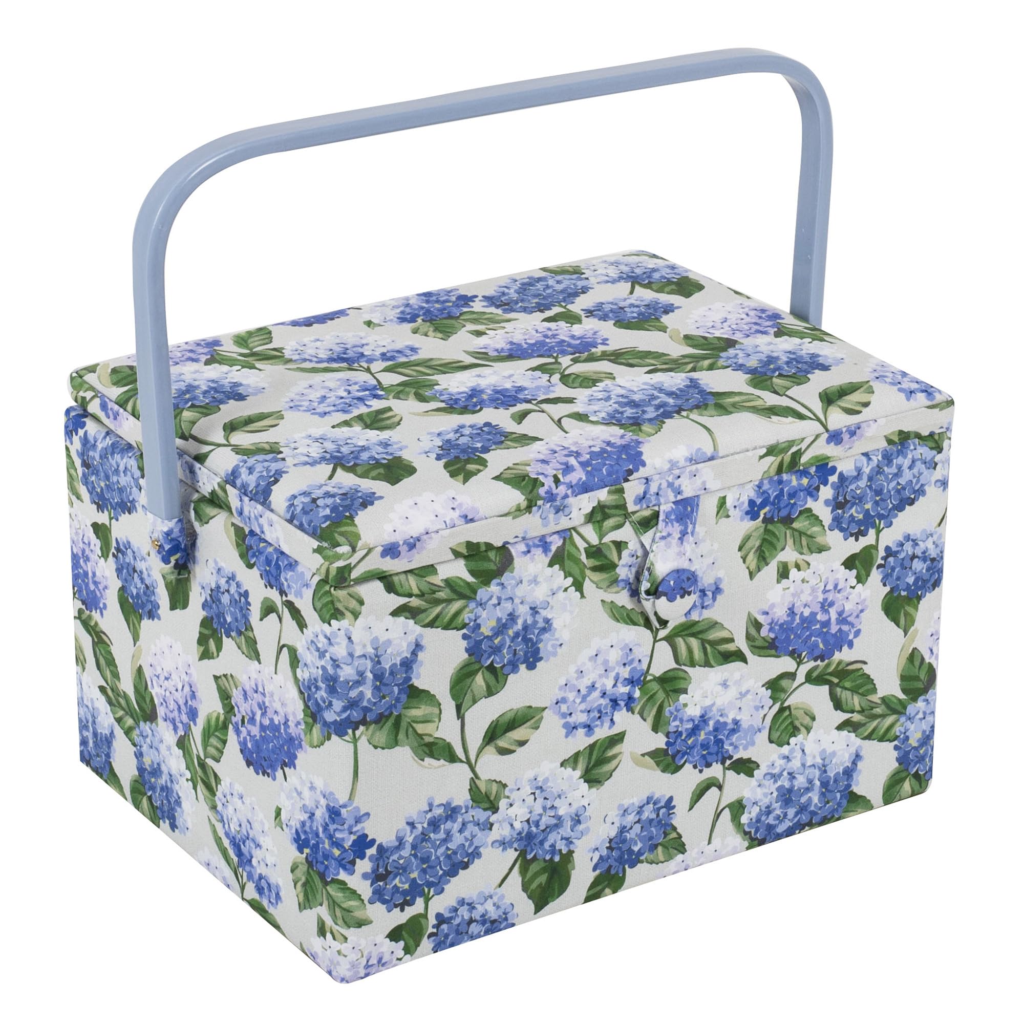 Hobby Gift Large Sewing Box Organiser with Handle - Cotton Basket Sewing Storage Box, Craft Storage Boxes with Compartments for Tools & Accessories - 23.5 x 31 x 20cm, Hydrangea