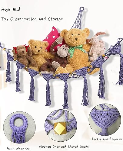 Miniatura 3 de Salamanda Red de animales de peluche o hamaca con calcomanía de pared y luz LED de estrella, hamaca de juguete bohemia colgante de red de