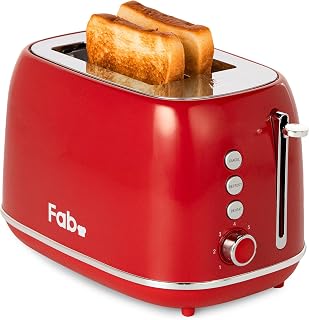 Fab by Kitchen in the box Toaster with 2 Slots, Vintage Toaster, Design Toaster with 6 Colours Available, 7 Levels of Golden, Defrost, Reheat and Cancel