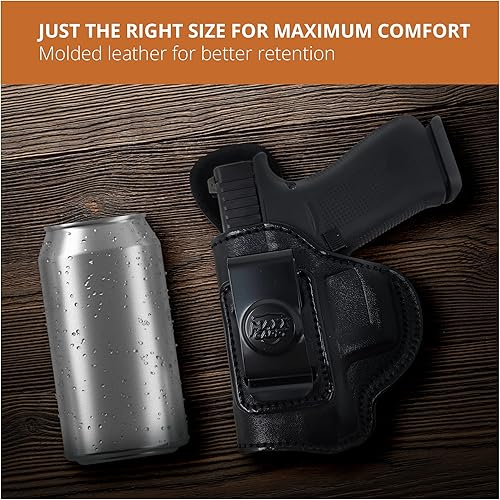 Miniatura 4 de PH - Funda de cuero genuino para pistola Glock 43, funda táctica de cuero Iwb, funda de cuero oculta para llevar a cabo en el hogar, cómoda apéndice