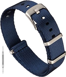 Seatbelt Nylon Watch Band - Premium Waterproof Ballistic Nylon One-Piece Watch Bands for Men & Women - Choice of Color & Width - 18mm, 20mm or 22mm