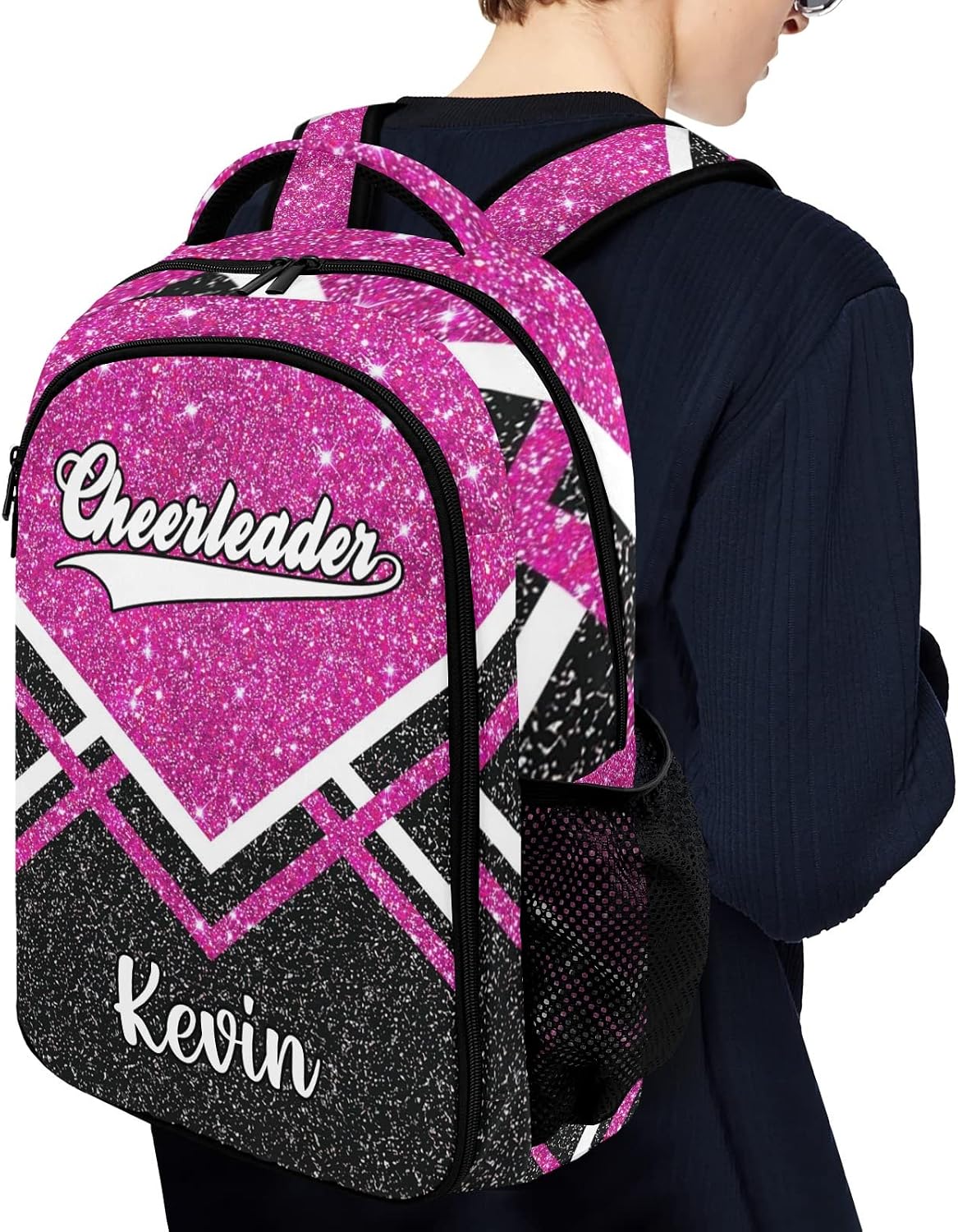 XOZOTY Rose Red Cheerleader Cheer Backpack Personalized with Name for Men Women Shoulder Bag Laptop Bag Bookbag