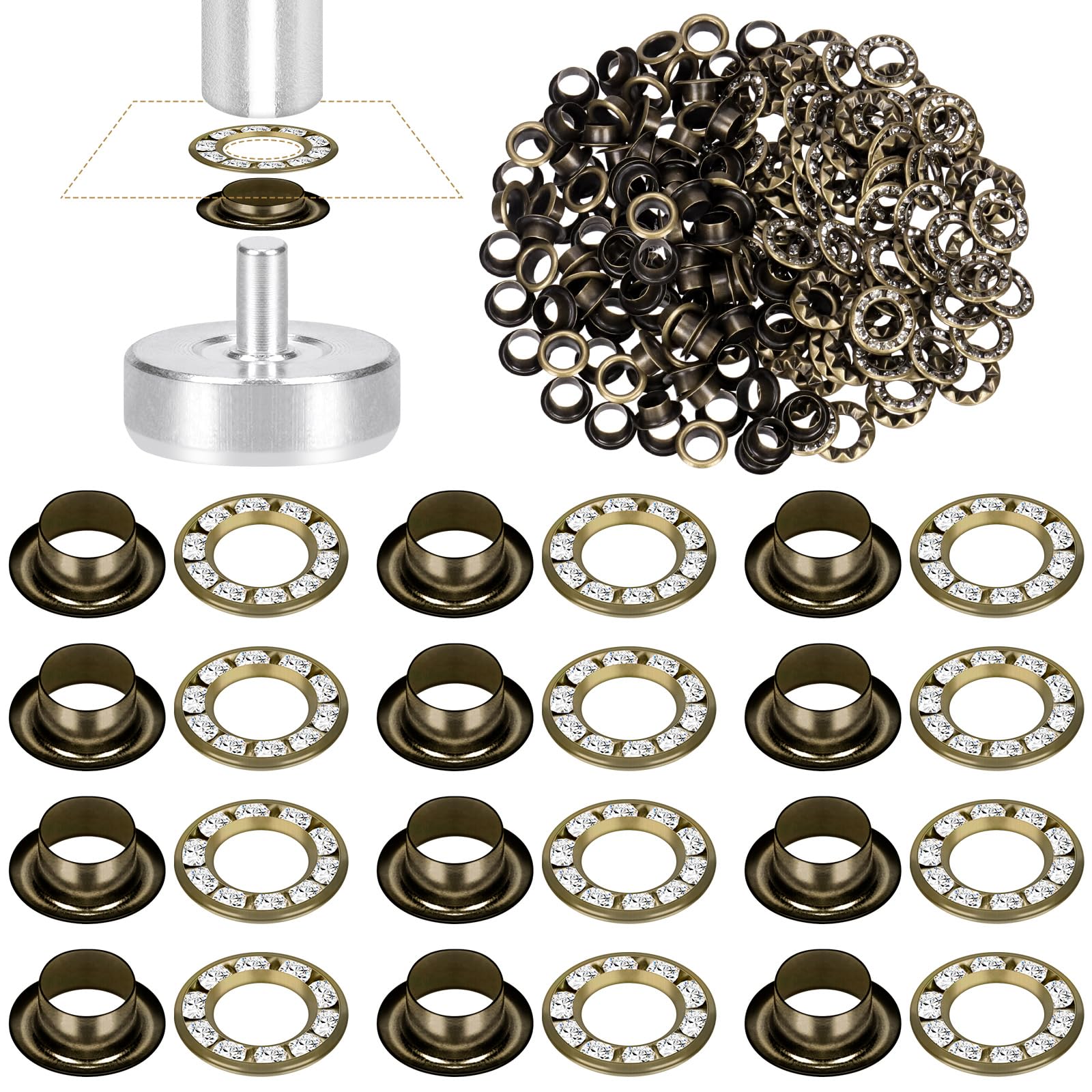 Œillets 6mm blanc diamant pour personnaliser vos ceintures, chaussures et vêtements en cuir