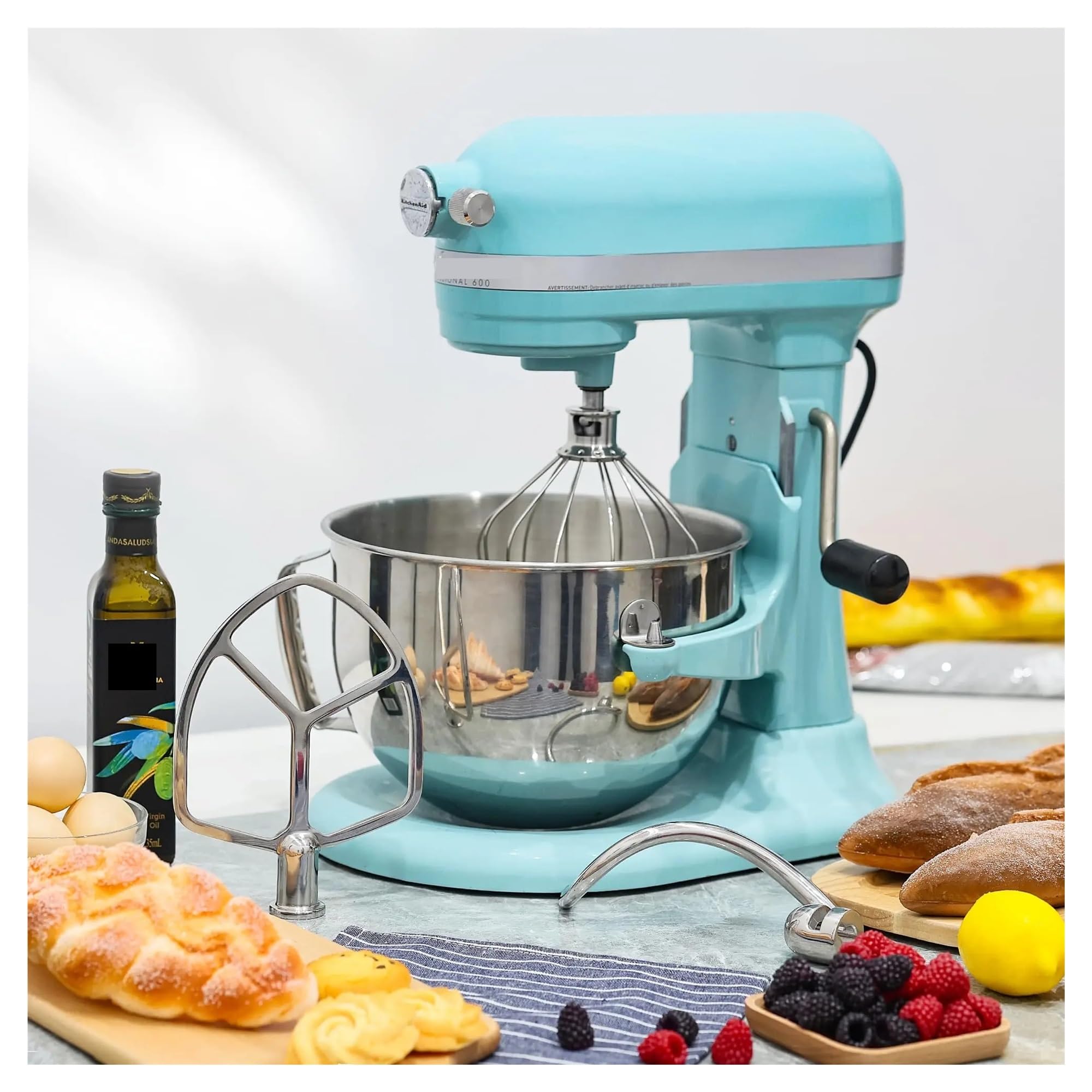 Akcesoria ze stali nierdzewnej kompatybilne z KitchenAid Mikser stojący z podnośnikiem o pojemności 5–6 Qt Zawiera 6-drutową trzepaczkę, ubijak i hak do wyrabiania ciasta FKompatybilny z KSM55/60(6qt