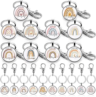 20 Pcs Inspirational Rainbow Keychain Gifts in Bulk Appreciation Gifts Keychains Motivational Quote Key Ring Christmas Gifts for Coworkers Women Teacher Student Volunteers Thank You Gifts Thanksgiving