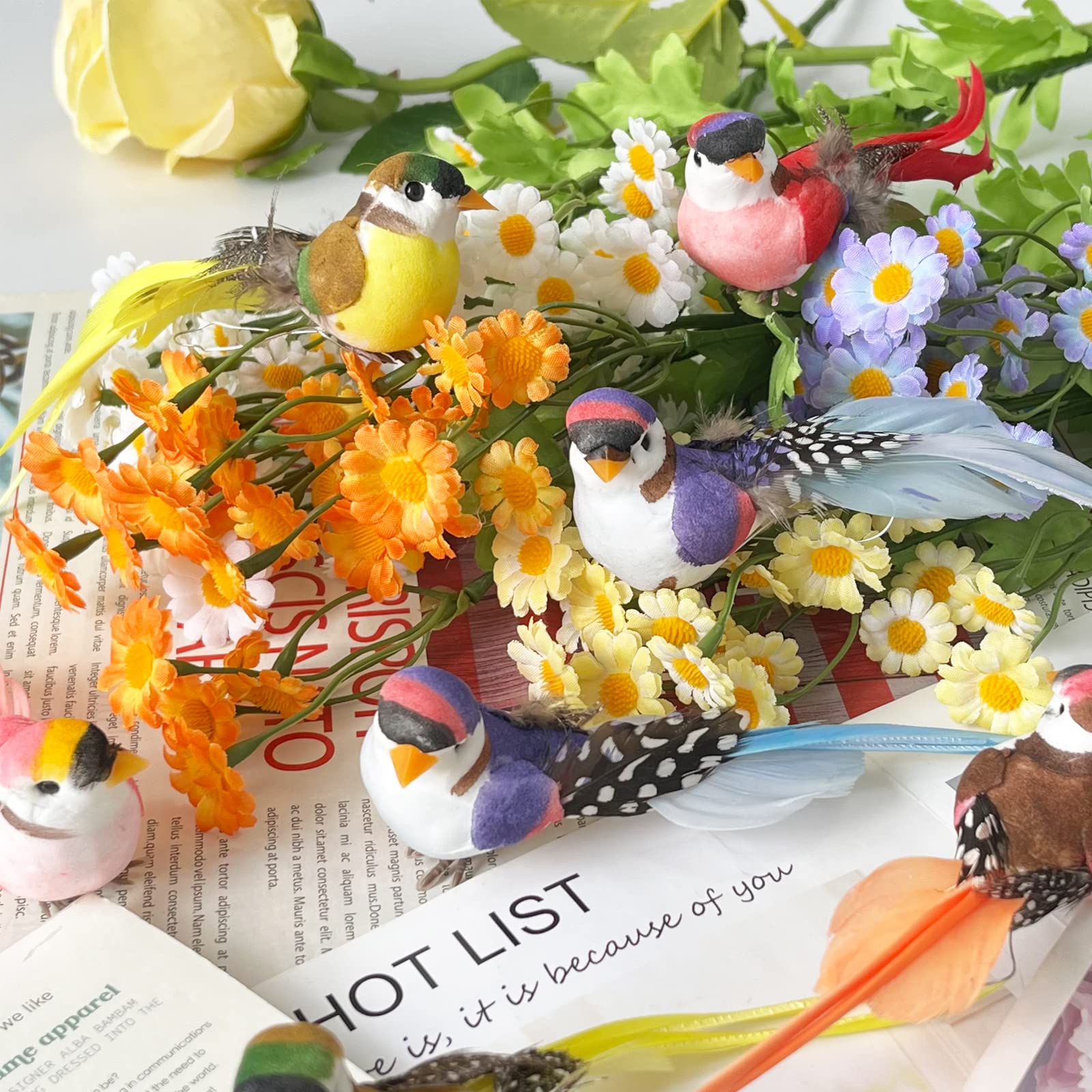 Uccellini Decorativi Finti Con Piume - 12 Pezzi Per Giardino E DIY - Foto 3