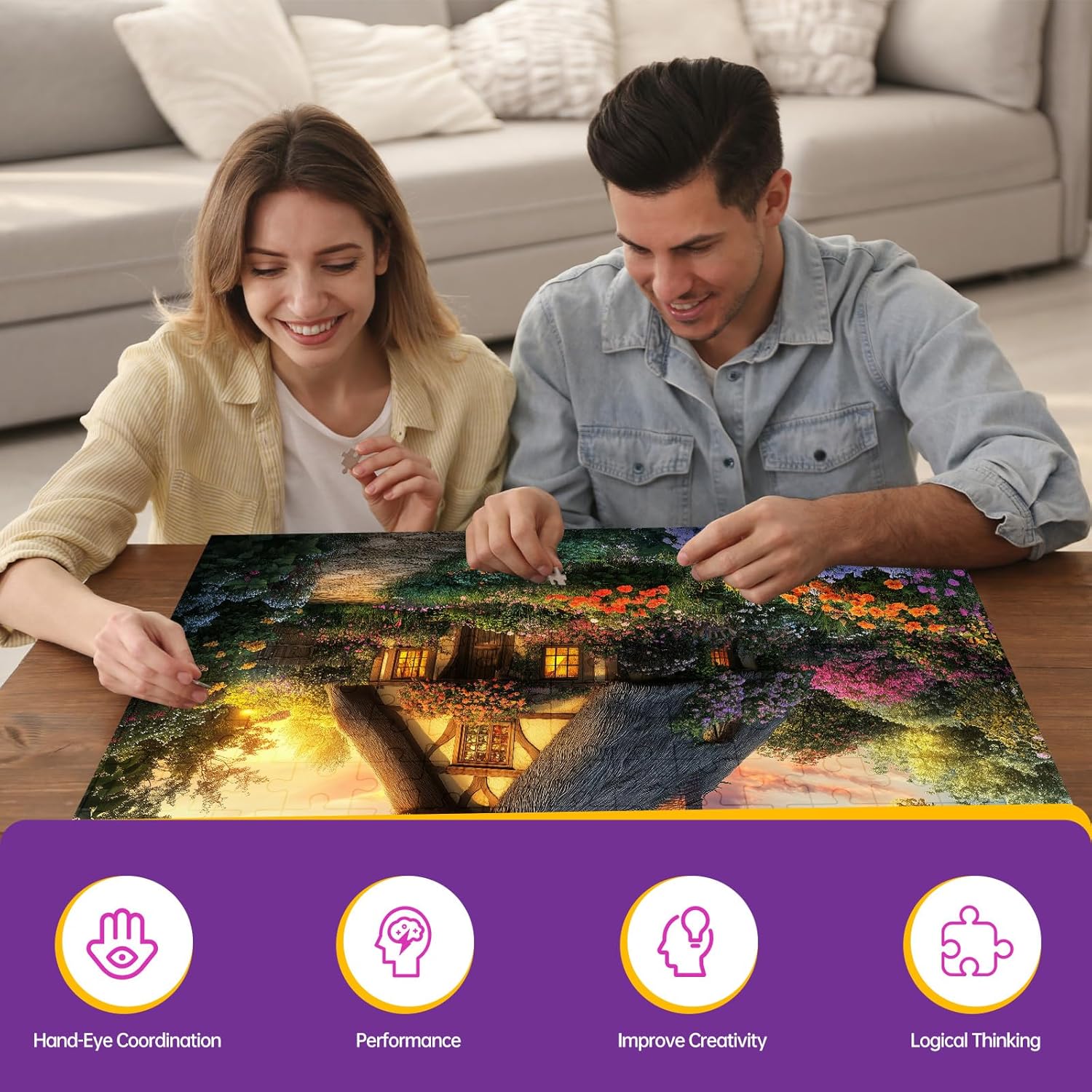 500 Piece Puzzle for Adults, Spring Country Jigsaw Puzzles 500 Pieces, Garden Nature Puzzles for Adults 500 Pieces, Fun & Challenging Family Game Gift for Friends and Family, 20.5 x 15 in