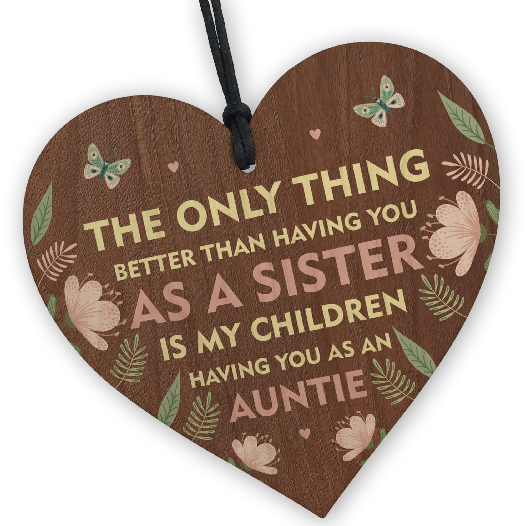 Red Ocean Thank You Gifts for Auntie Sister Wood Heart | Best Sister Gift | Birthday Gifts Christmas Gifts | Gift Ideas for sister for auntie | Thank you gifts