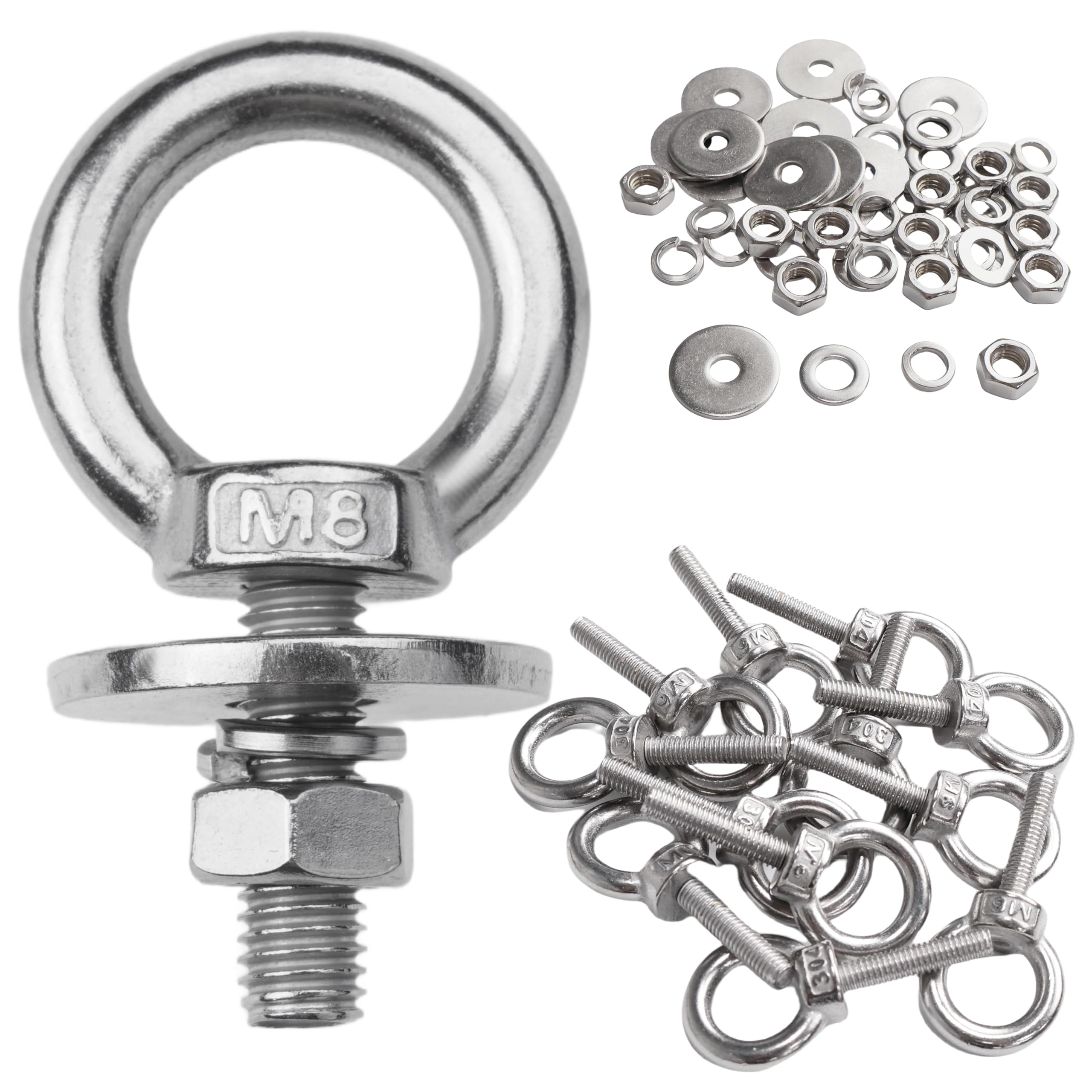 M8 Stainless Steel Eye Bolts - 4 Pack -32