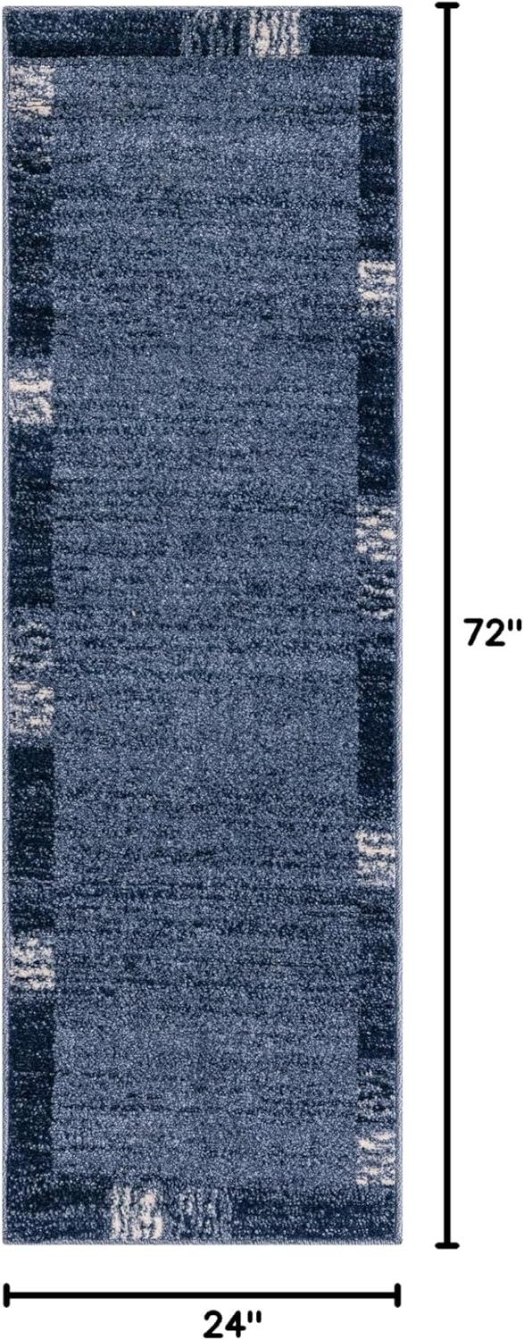 Rugs.com Angelica Collection Rug – 6 Ft Runner Light Blue Medium Rug Perfect for Hallways, Entryways