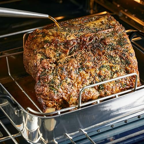 Miniatura 13 de KitchenAid Asador revestido de 5 capas con estante extraíble, 15 x 11.5 pulgadas, acero inoxidable pulido