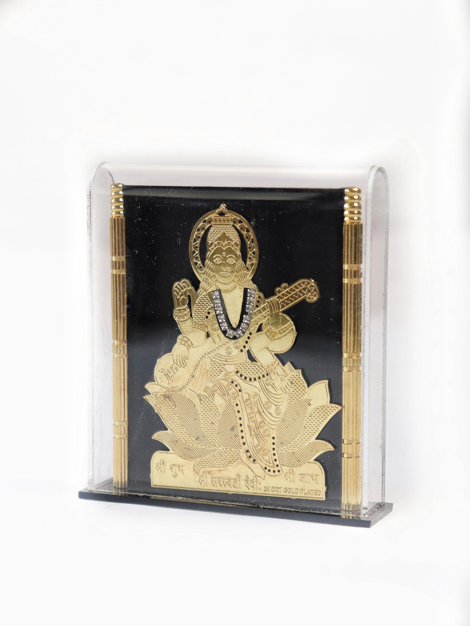 The Spiritual Living Saraswati Vidya Devi Goddess of Speech Wisdom & Learning II Idol for Car Dashboard - Home - Office - Shop - 3.5 Inch 4